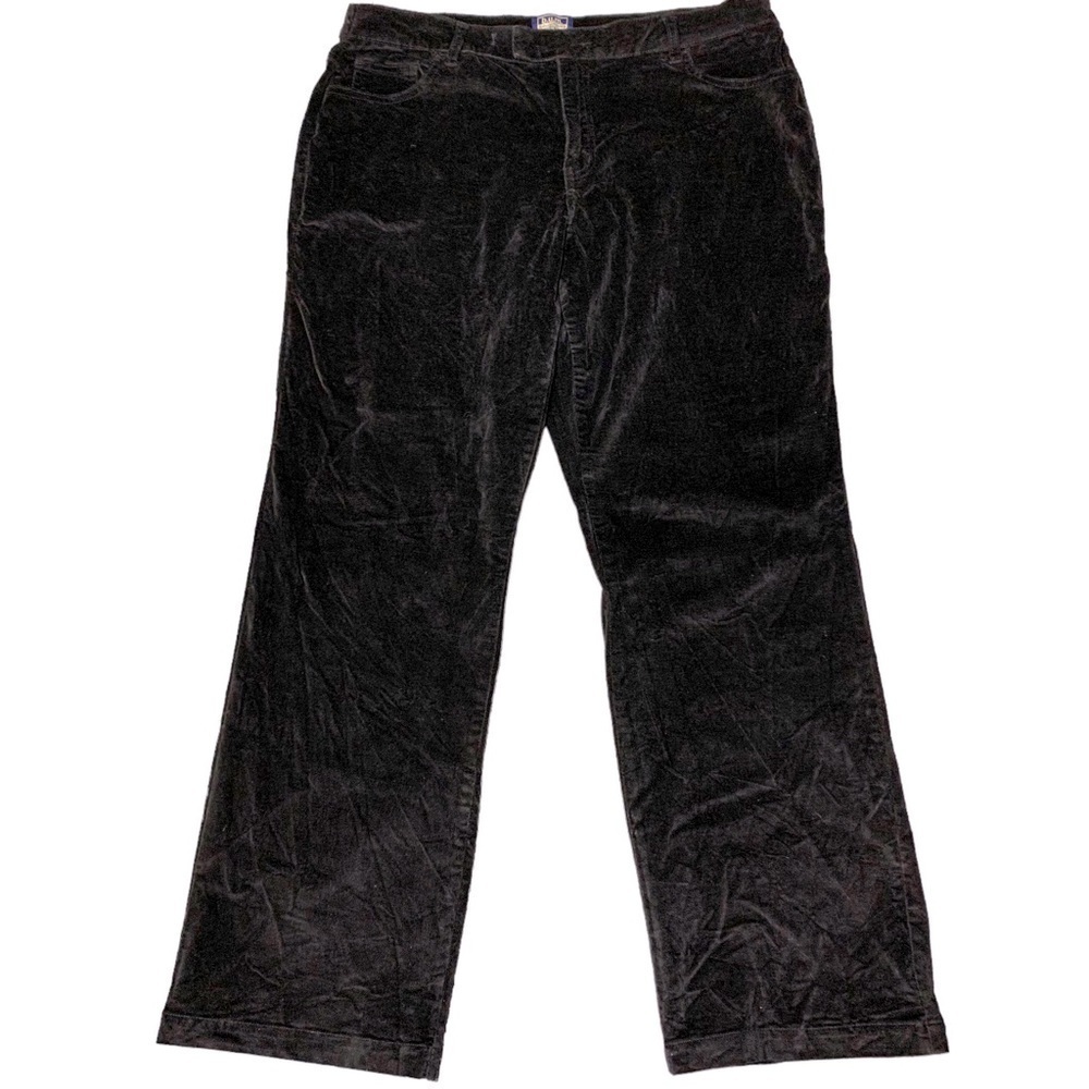 Vintage 90'S Black Velvet Pant Sz 20W Straight Leg Stretch Velours
